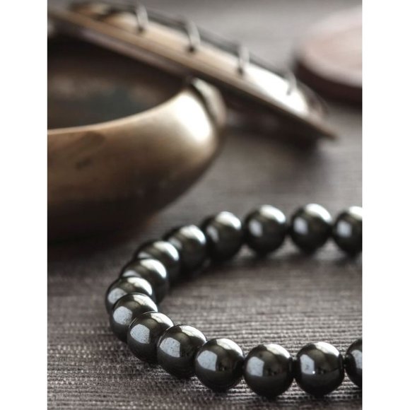 8mm Magnetic Hematite Beaded Stretch Bracelet - Picture 3 of 11